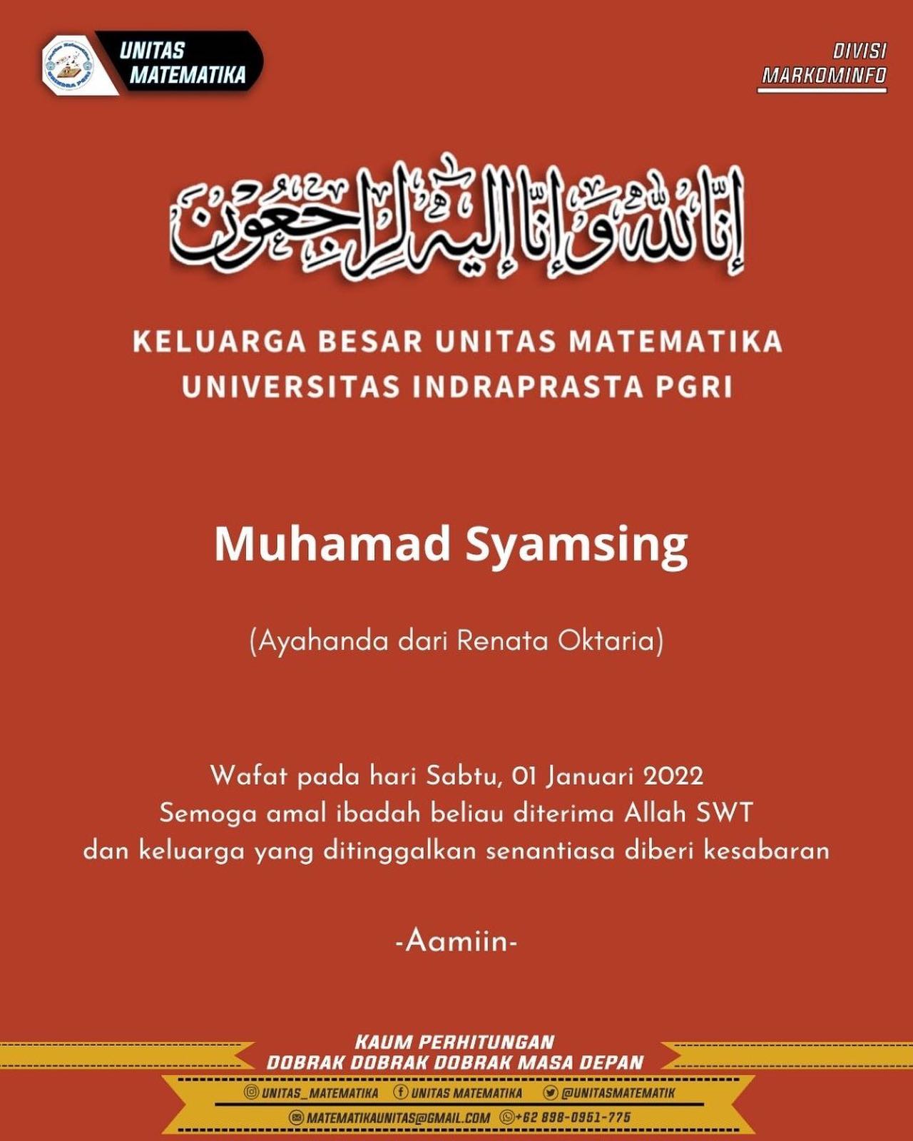 [ Kabar Duka Cita]... - UNITAS MATEMATIKA UNINDRA | Facebook