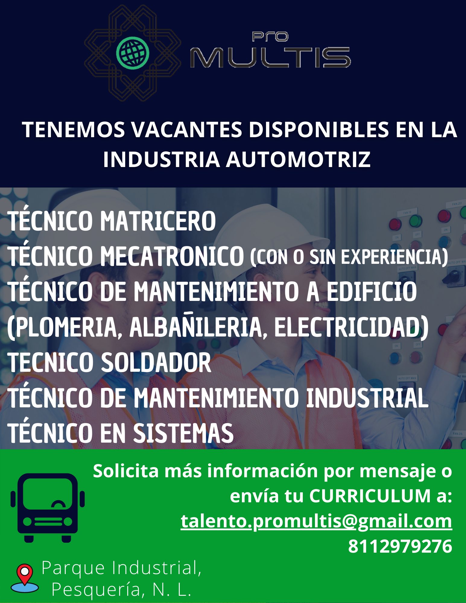 Vacantes de Técnicos para diversas... - Pro Multis México | Facebook