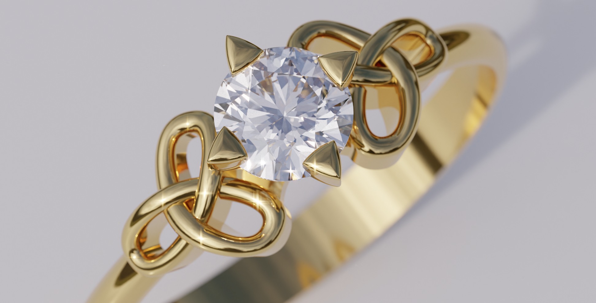 Sterling Silver Rainbow Simulated Topaz Ring - Irish Celtic Knot Design, Size 9