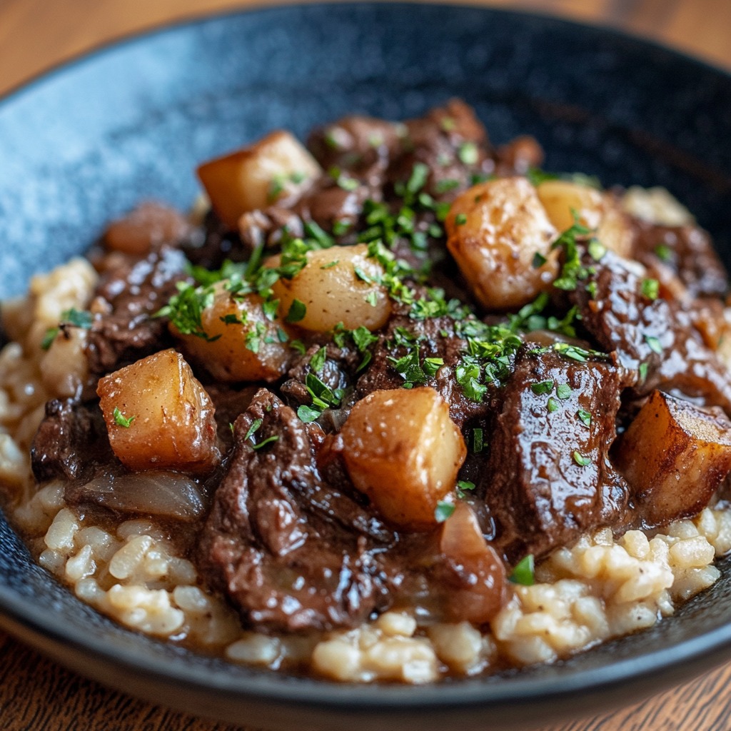 Recette - Risotto au bœuf bourguignon Ingrédients (pour 4 personnes ...