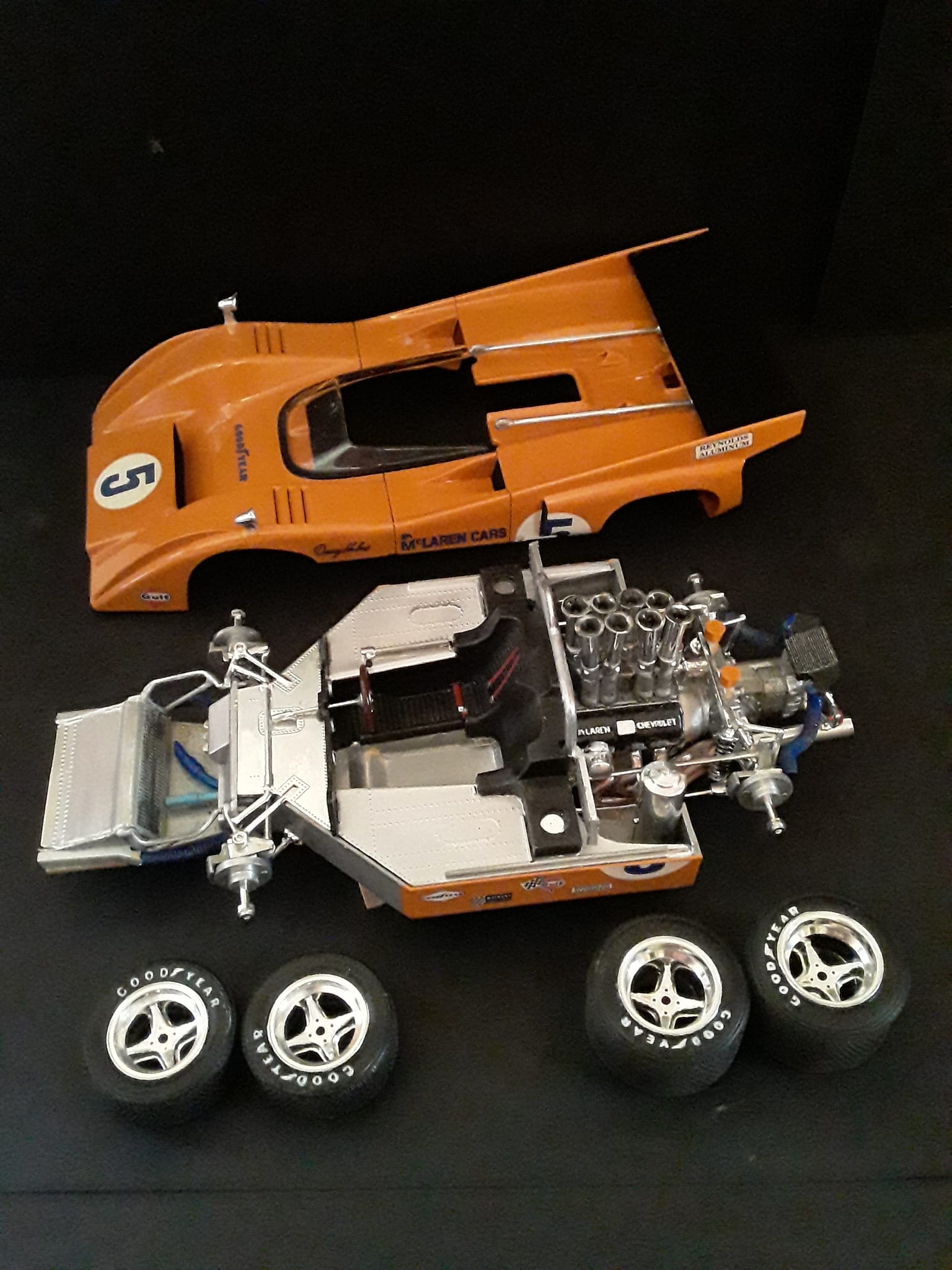 1/20 scale McLaren MK8D model car with customizations