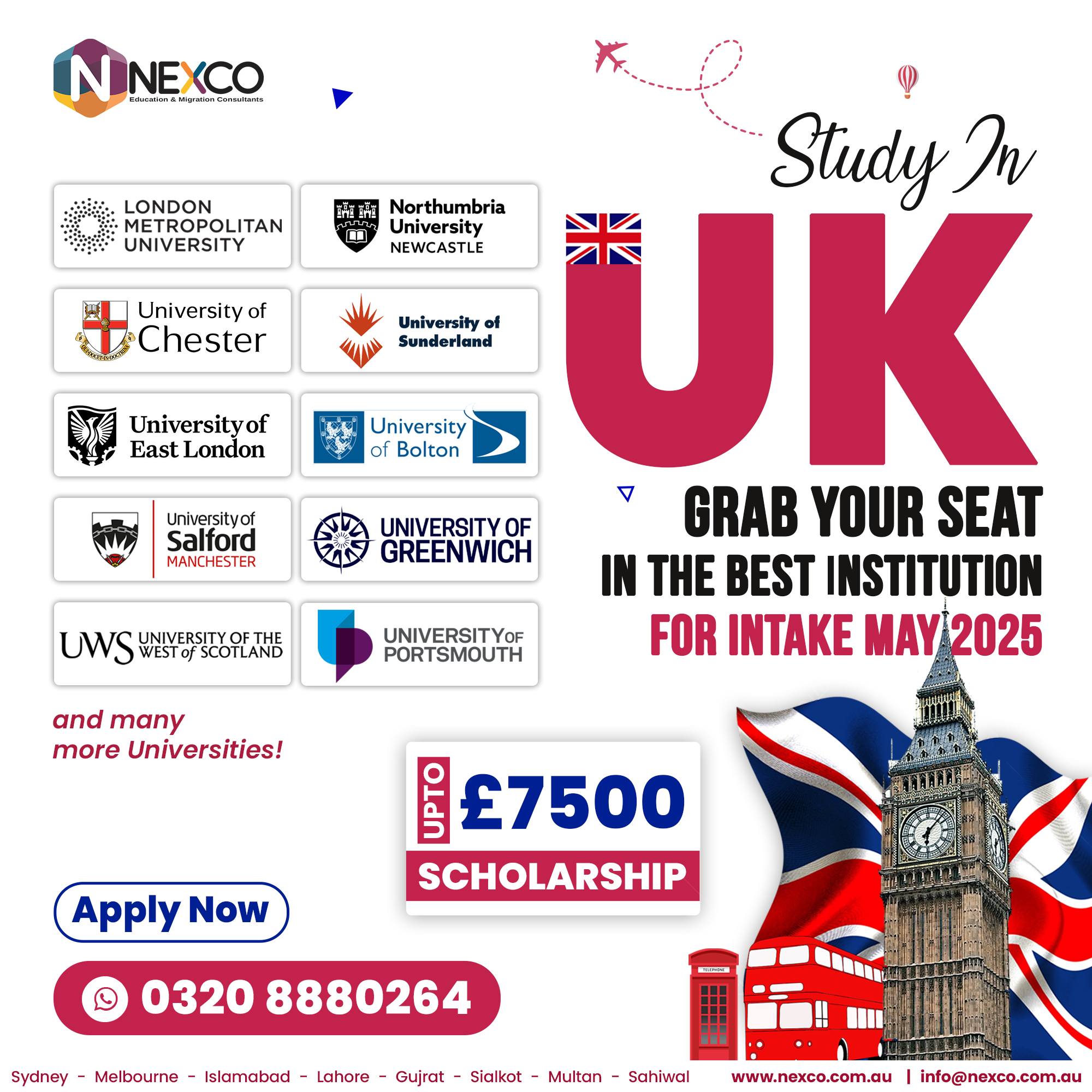 Nexco - 🎓 Study in the UK – May 2025 Intake is Now Open! Without IELTS ...