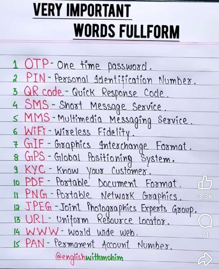 VERY IMPORTANT WORDS FULLFORM 1 oTp- One time password. 2 PIN- Personal ...