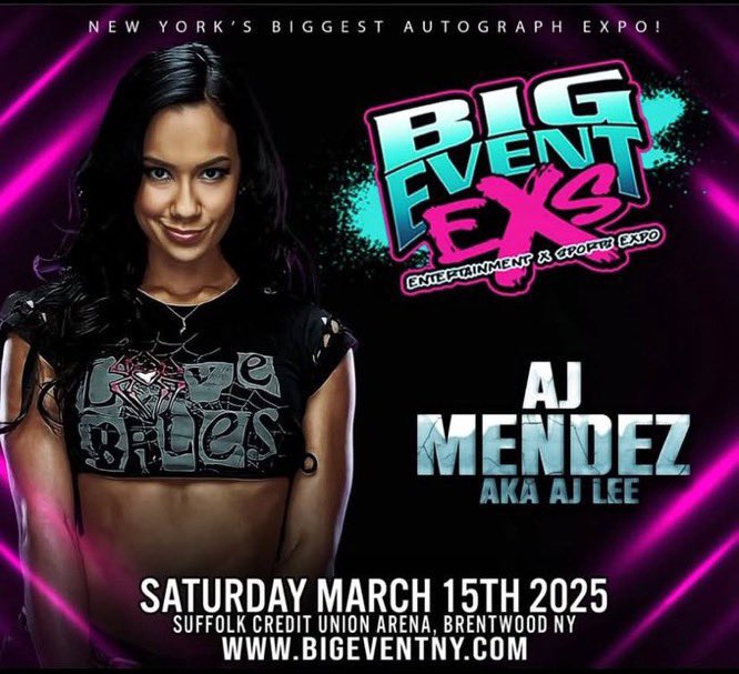 WWE star AJ Lee appearing at The Big Event in NY