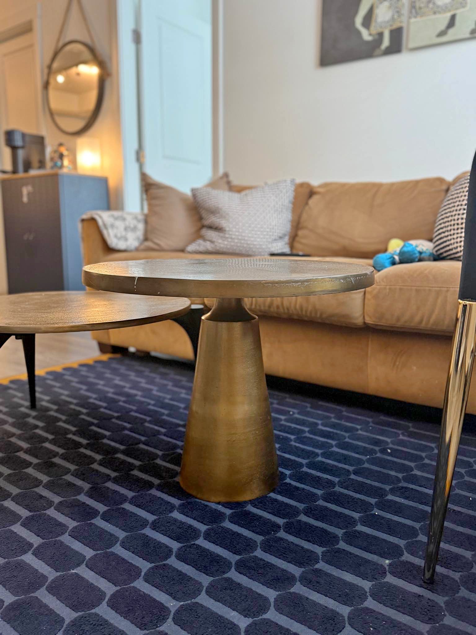 Muse & Merchant Pair of Nesting Round Brass Finish Coffee Tables ...