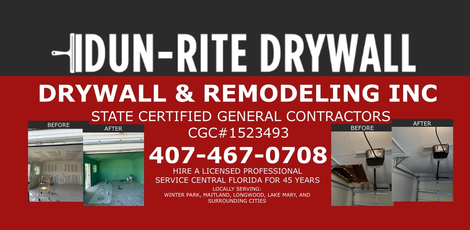 Dunrite Drywall Repair, Wall and Ceiling Repair | Casselberry FL