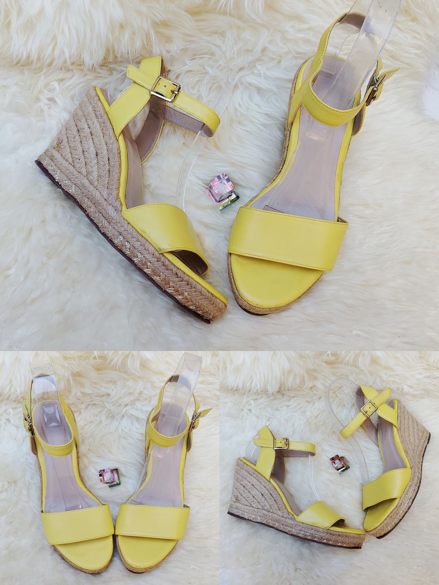 Sandales Compensées Lanvin - Talons Très Hauts Métalliques - Taille 39 - Bleu Cuir - Occasion Bon état