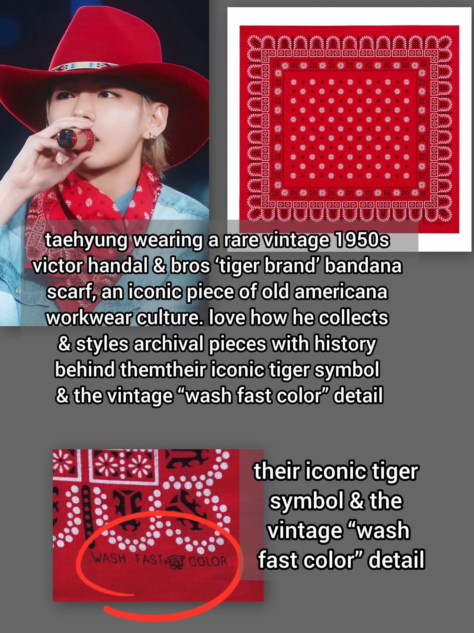 小物 Victor Handal & Bros Inc BANDANA 1950s Taehyung's vintage Victor Handal & Bros 'Tiger Brand' bandana scarf