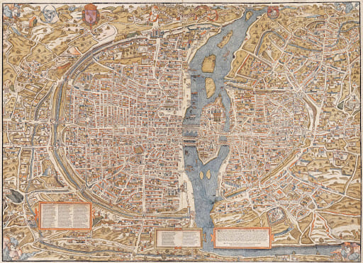 17th century cartographic plan of Paris city by Matthäus Merian