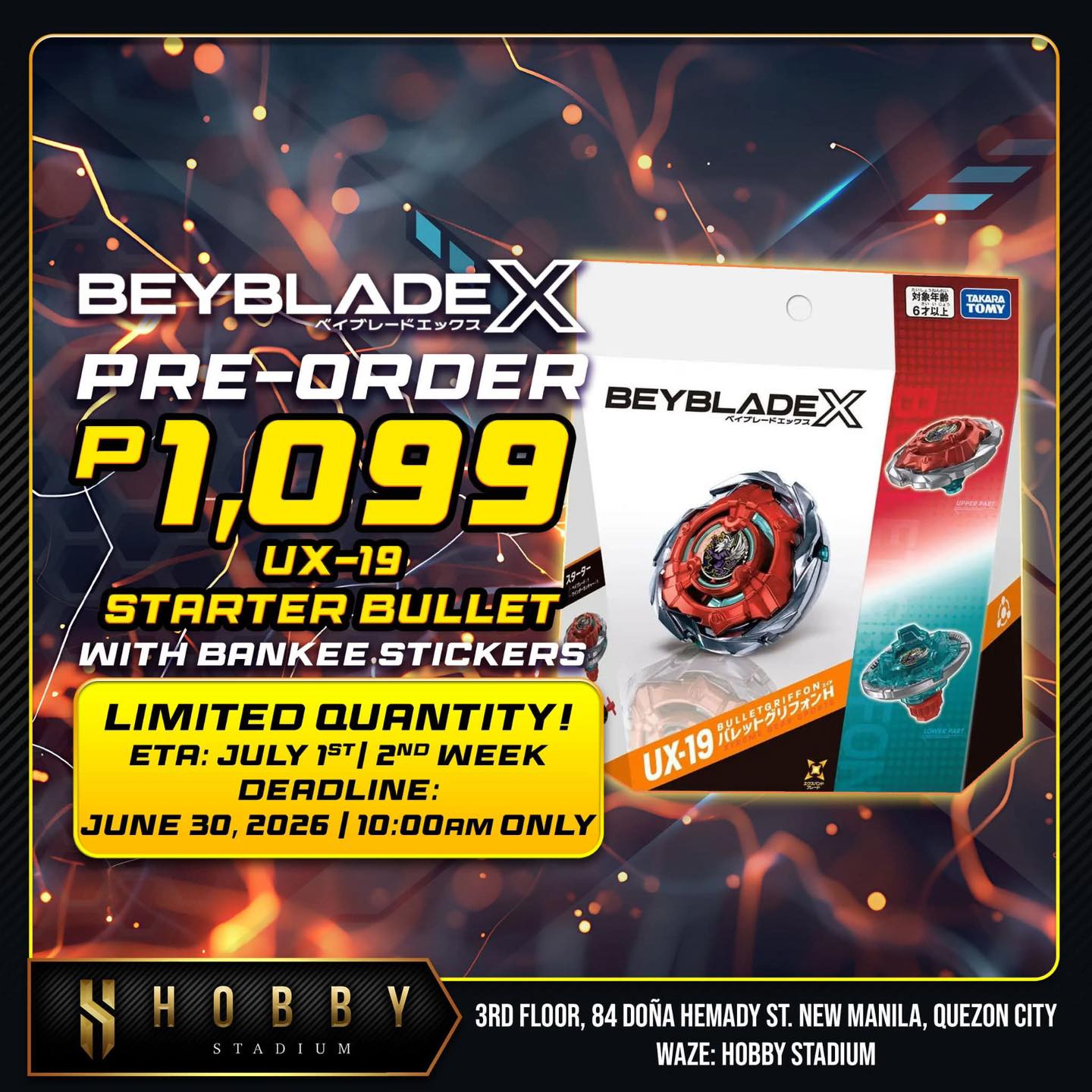 Beyblade X (JP) UX-19 Starter Bullet – Php1,099 CX-13 Starter 