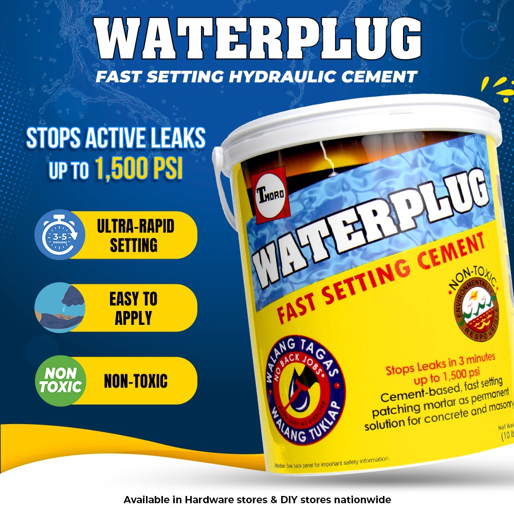 Waterplug is a fast-setting hydraulic cement that can stop active leaks ...