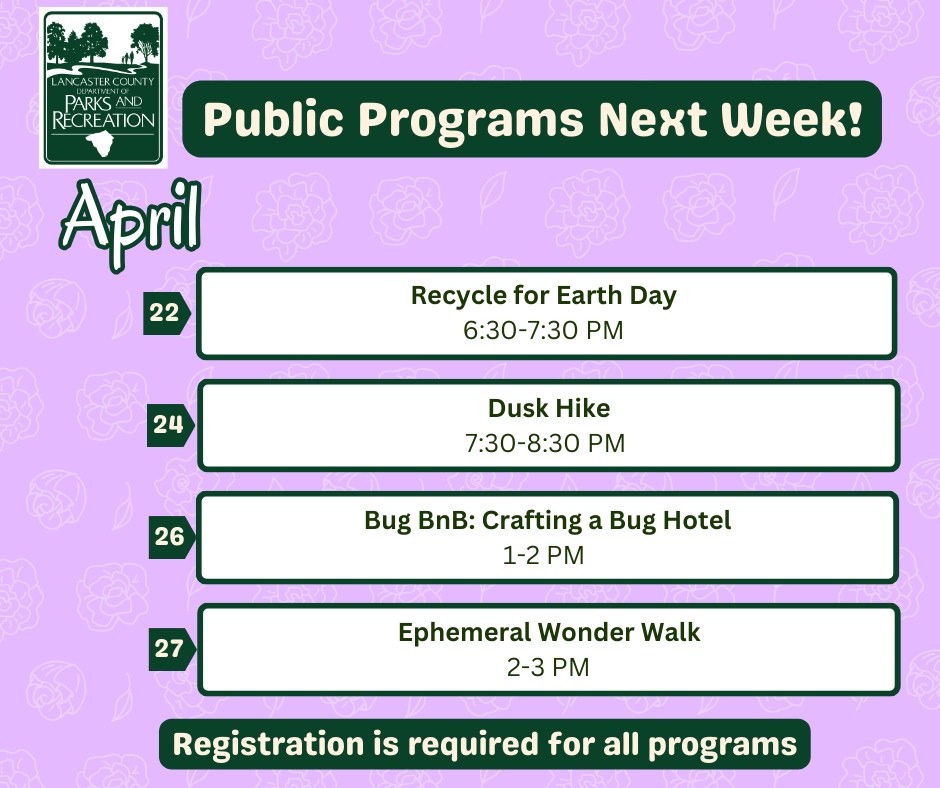 Lancaster - Check out our programs for next week! Register here: https ...
