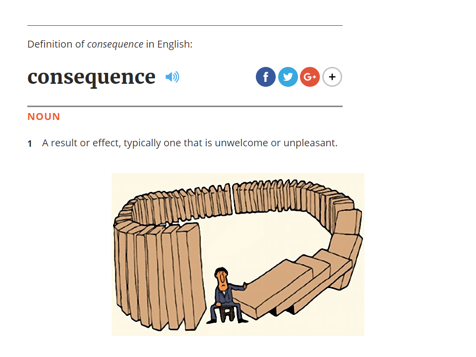 Gavin職場英文 - consequence 是「結果、後果」的意思 但通常是指比較不利或不樂見的結果 A result or effect ...
