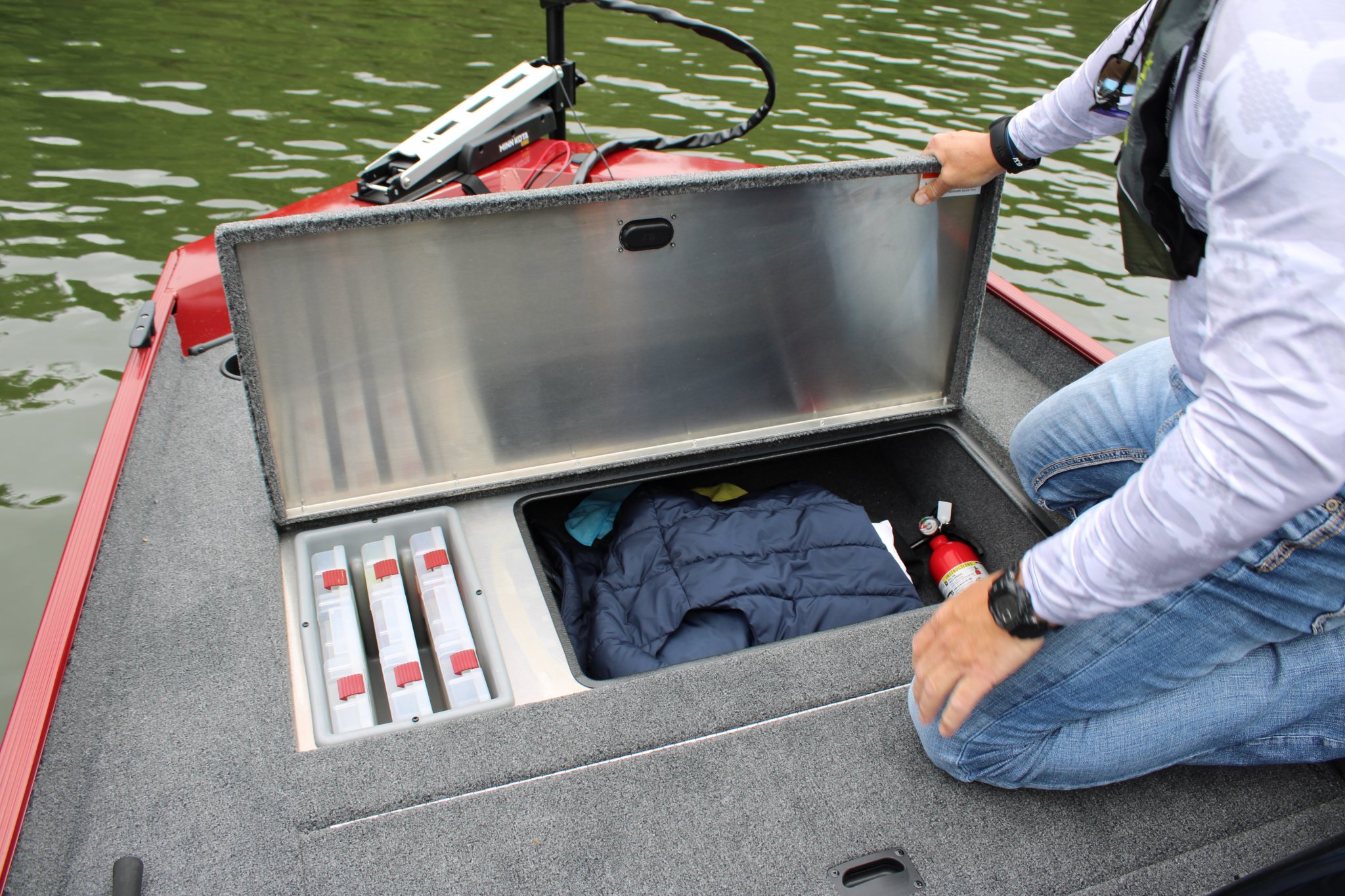 bass boat fishing box storage rod holder Ducurt Horizontal Rack Holders Wall-mounted Fish Pole for Garage & 6-Rod Racks -1 Pair Rod Holder Rod Holder (1 Pair Horizontal Red) : Sports & Outdoors grade 3 rod gunwale holder box maximizes storage efficiency with generous dimensions of 50.5 x 18.5 What's Under the Lid? (Tackle