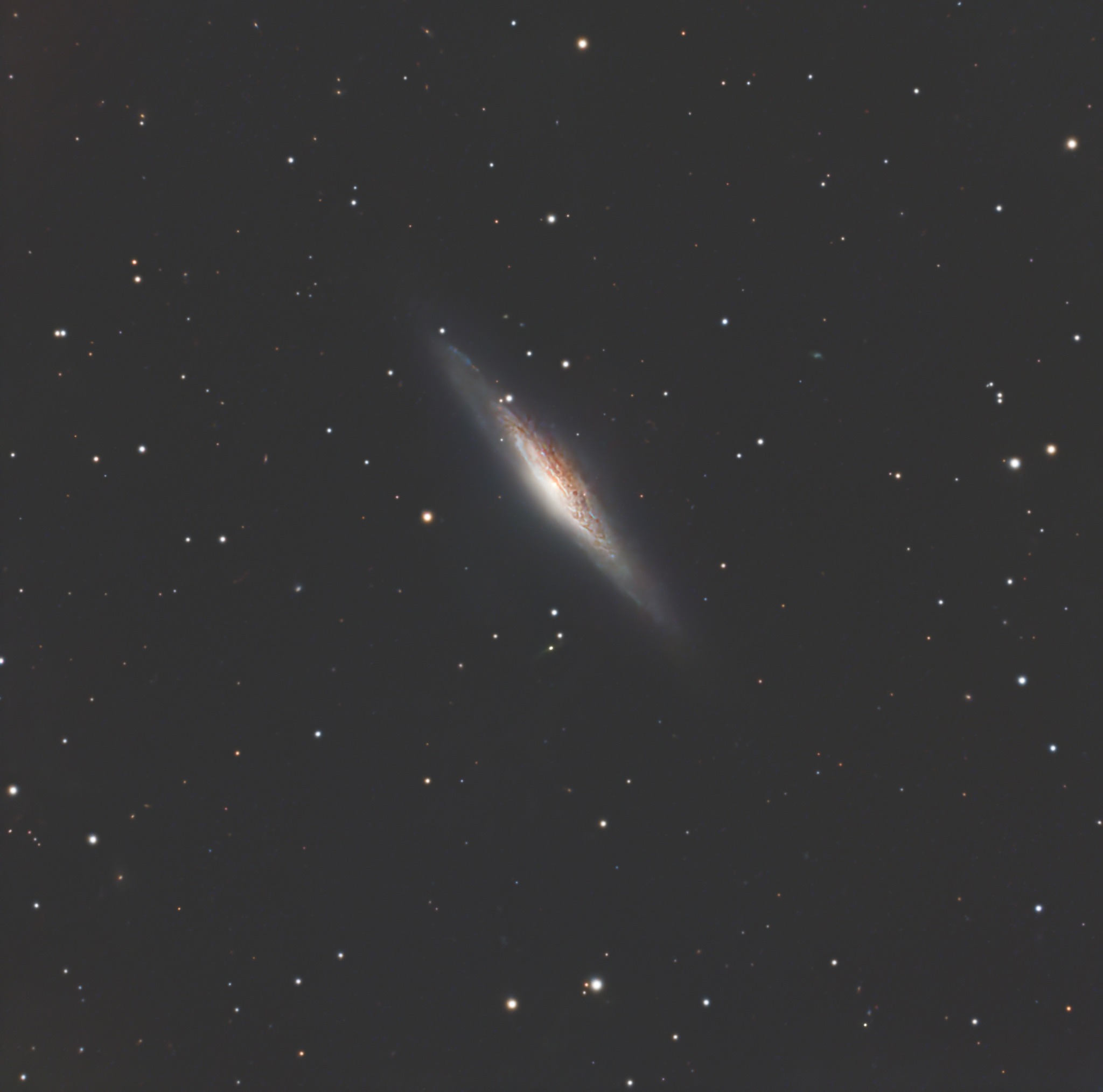 The image shows NGC 2683, also known as the “UFO Galaxy,” located