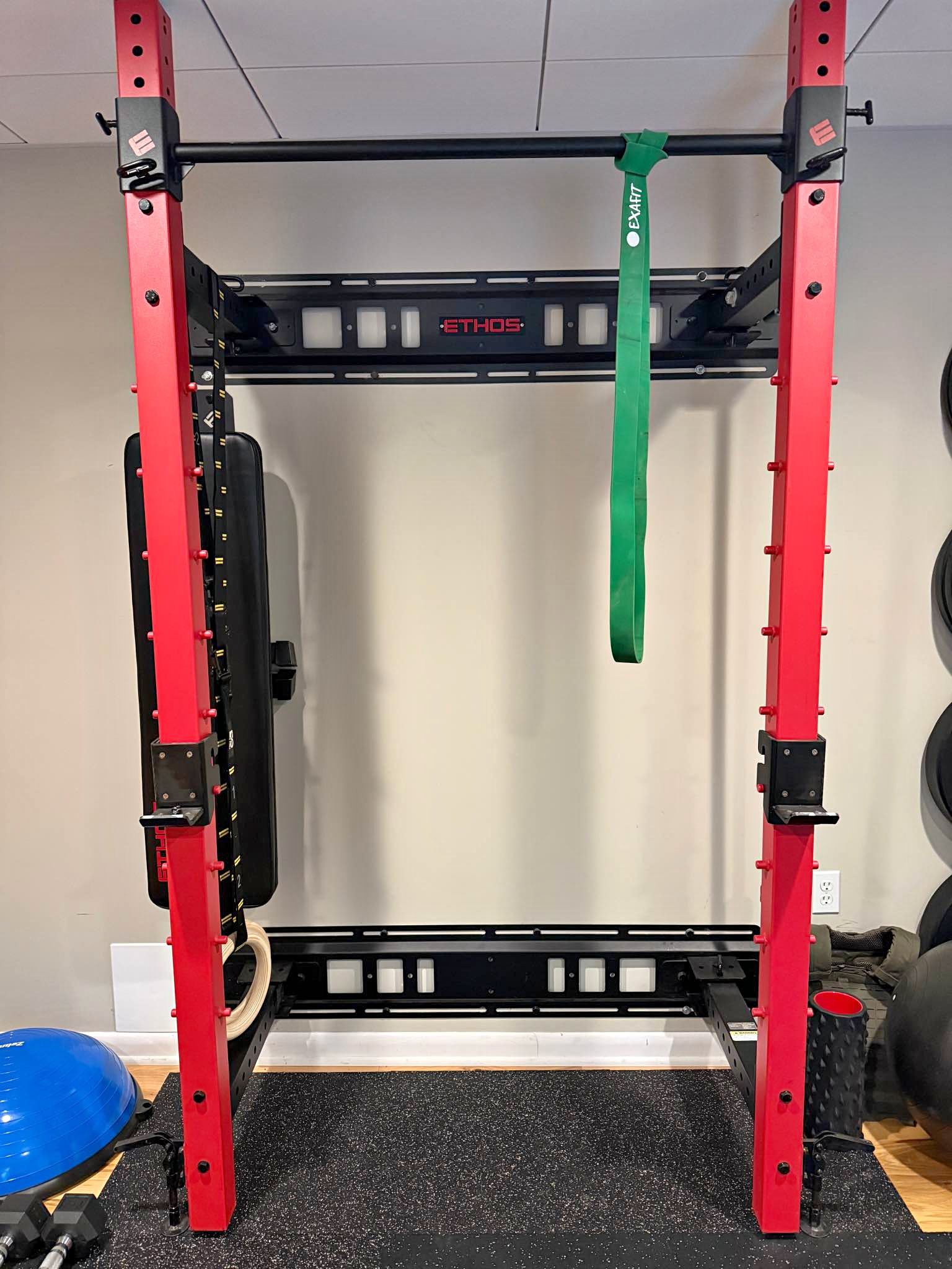 Ethos Wall Mount Folding Power Rack, bench and weights! - Weight ...