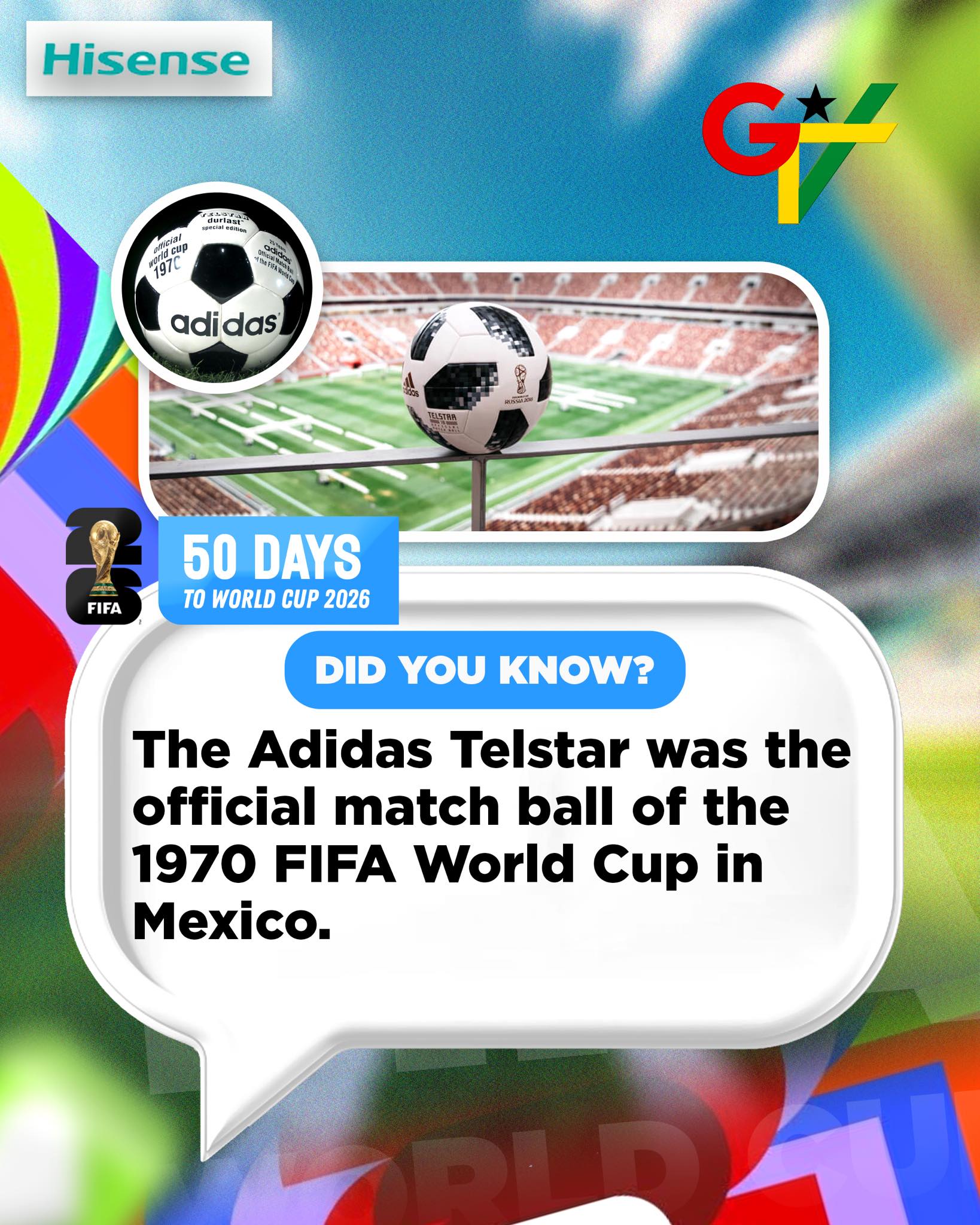 50 Days To Go… ⏳? Did you know? The Adidas Telstar was the 