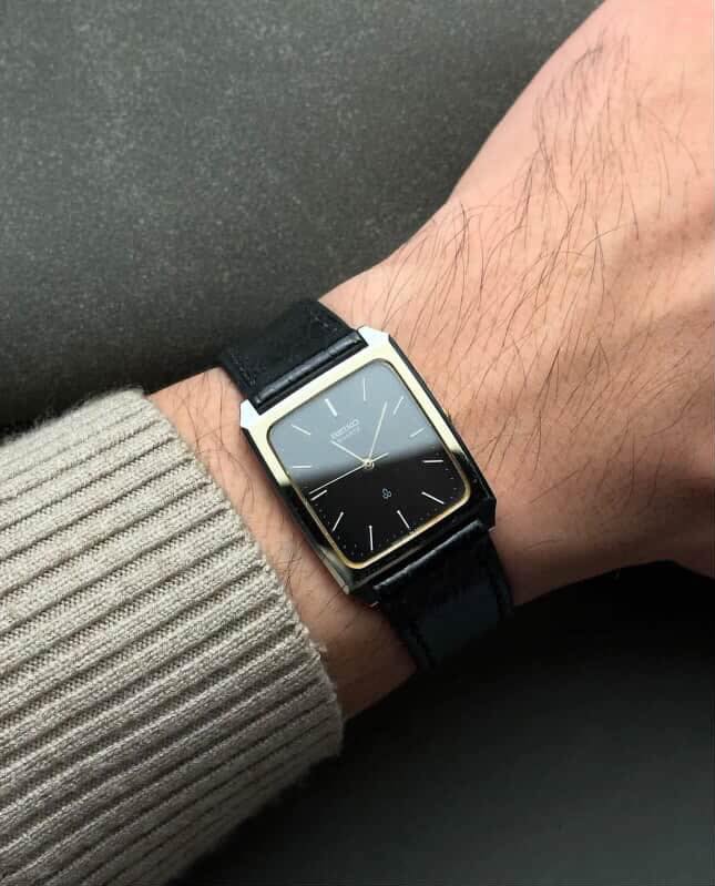 vintage Seiko quartz black tank watch for sale