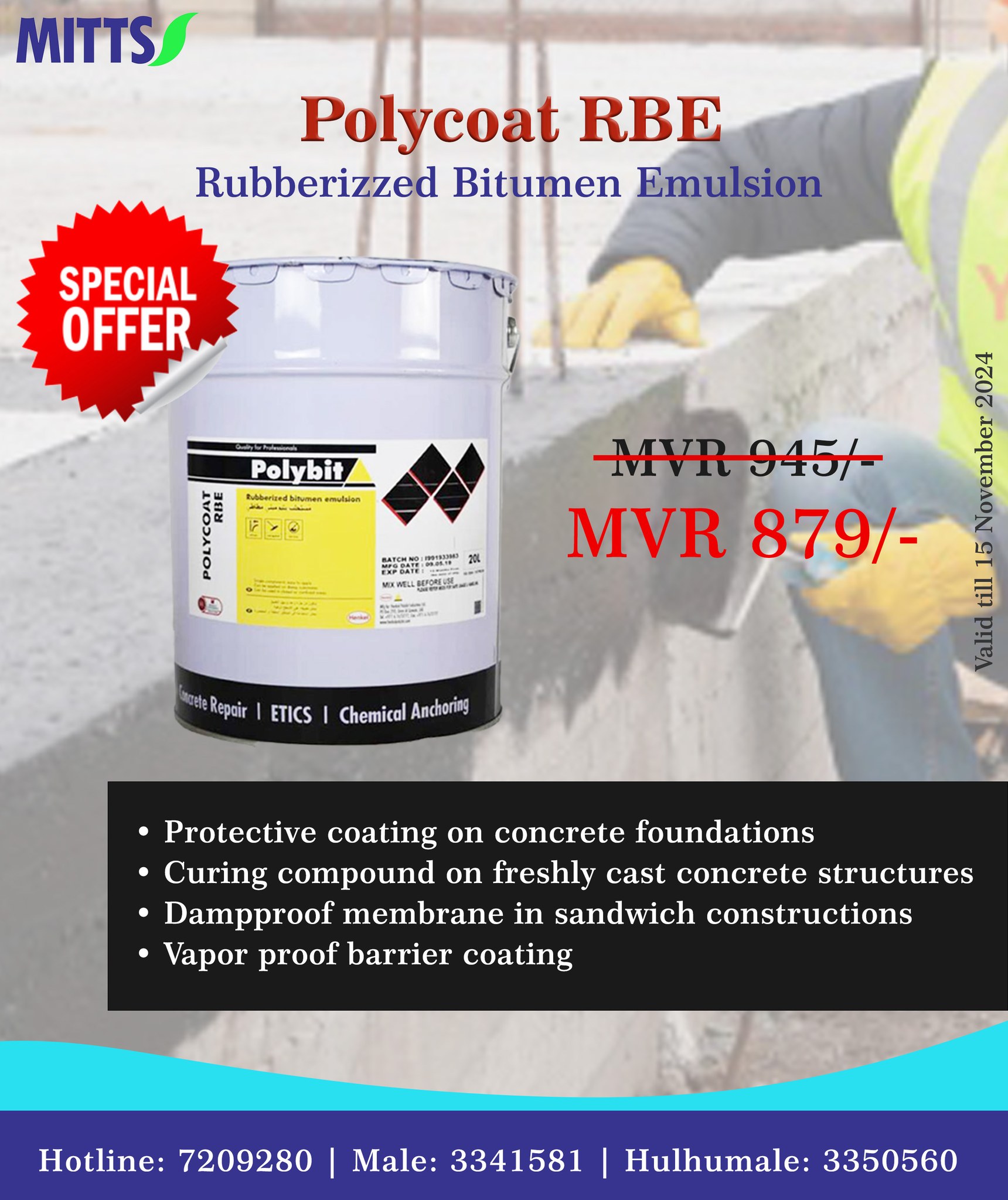 Mitts - Polycoat RBE, Construction grade rubberized bitumen emulsion ...