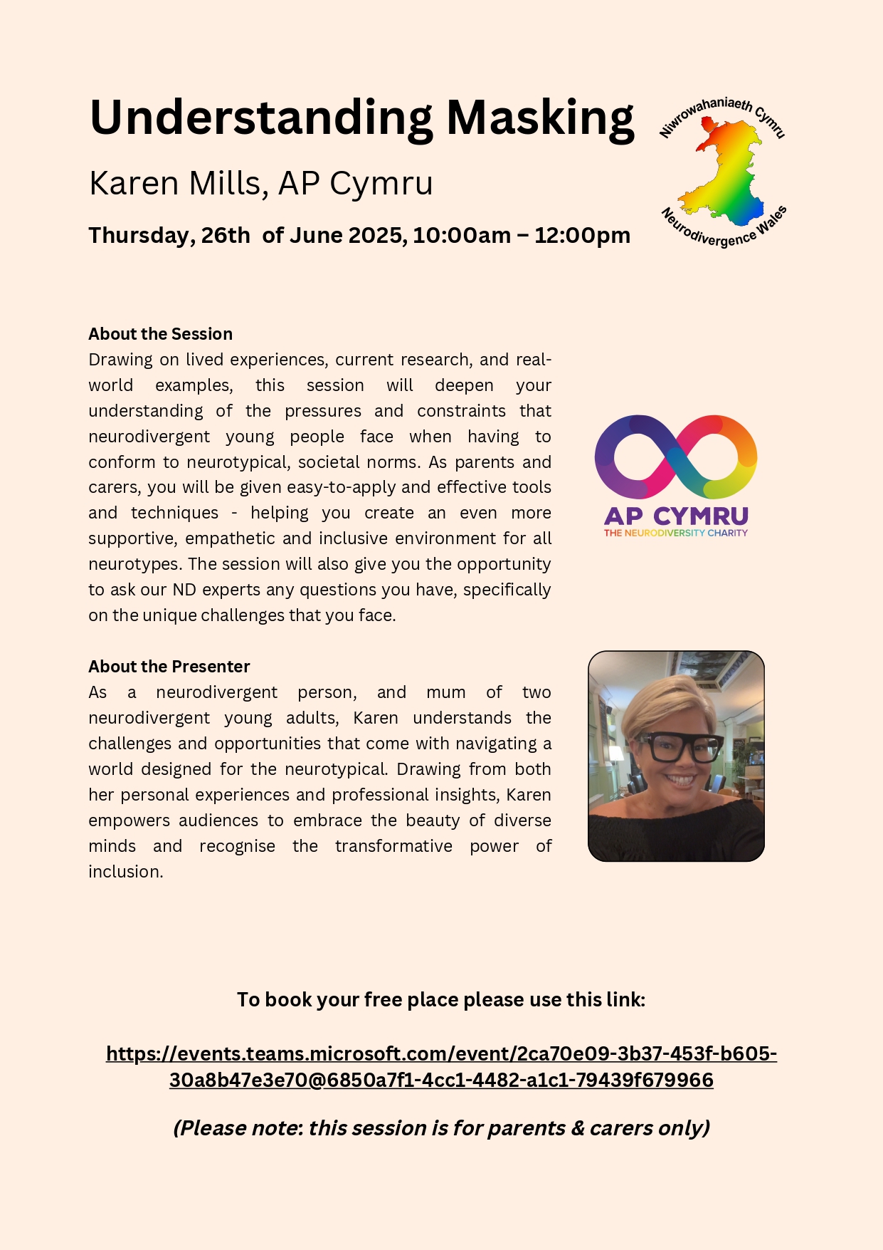 Tîm - ⭐ Parents & Carers Virtual Advice Session - Understanding Masking ...