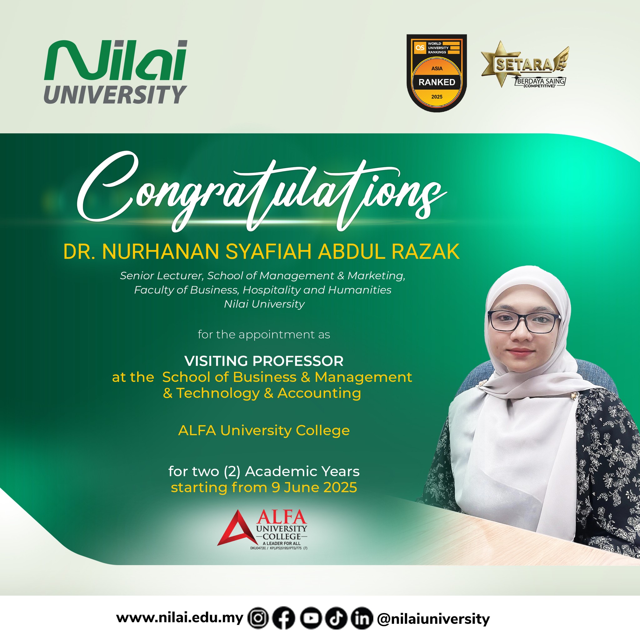 Nilai - You did it again! Congratulations to Dr. Nurhanan Syafiah Abdul ...