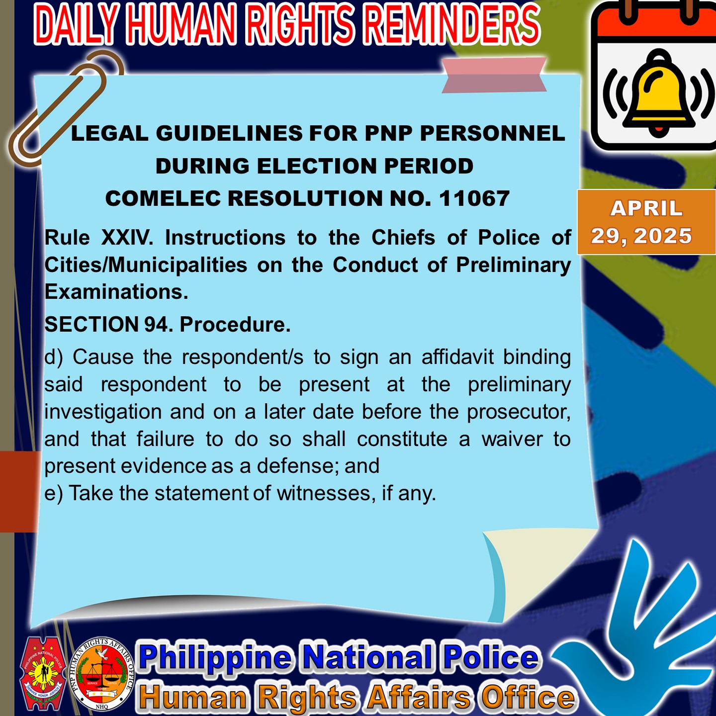 Daily Human Rights... - PNP-Human Rights Affairs Office | Facebook