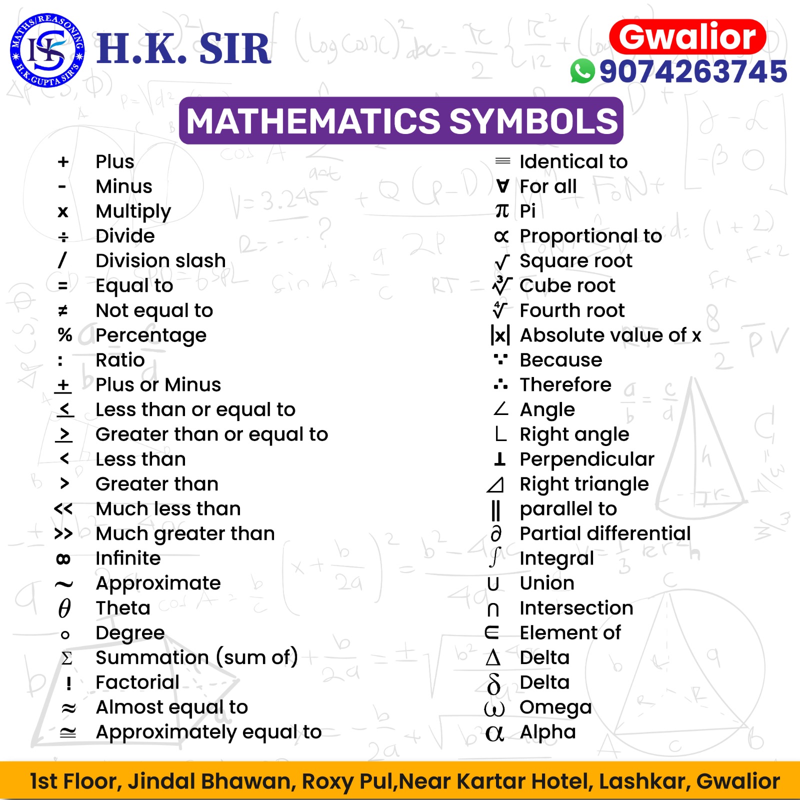 HK Gupta - 👉 MATHEMATICS SYMBOLS . 👉 MATHS BY H.K. GUPTA...