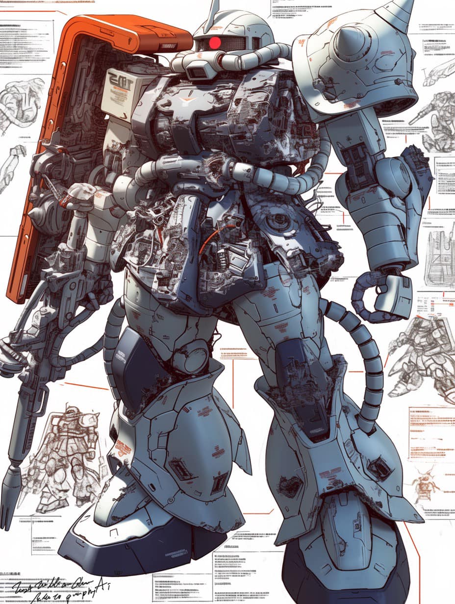 男人的浪漫「薩克線稿大公開」 #gundam #ms06mkii #aigc #nj