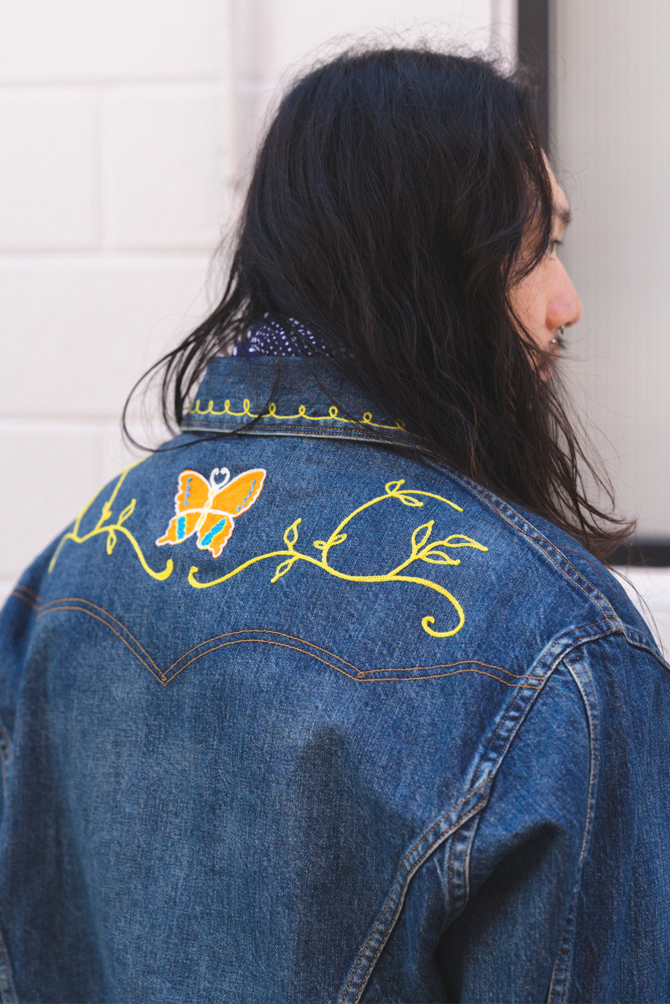 Needles Papillon Jean Jacket is crafted from 12oz denim in indigo 