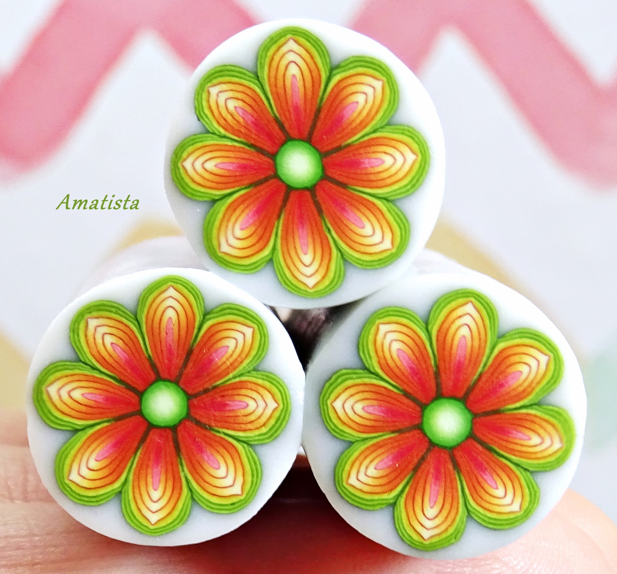 Inspiration for green-orange flower cane
