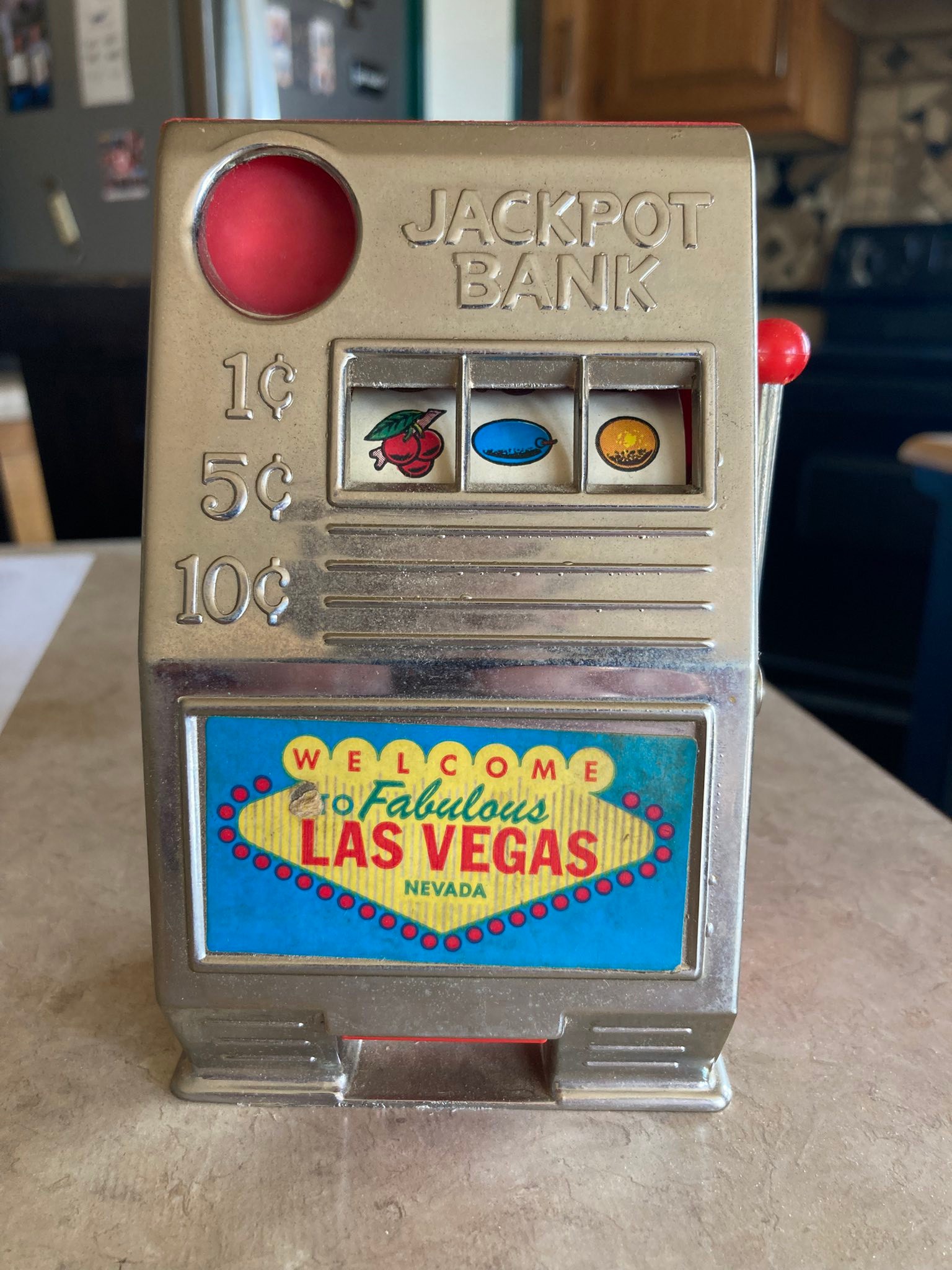 BUCKAROO BANK SLOT Machine Toy Jackpot Bell Mechanical No Battery Vintage EUR 69,99 - IT