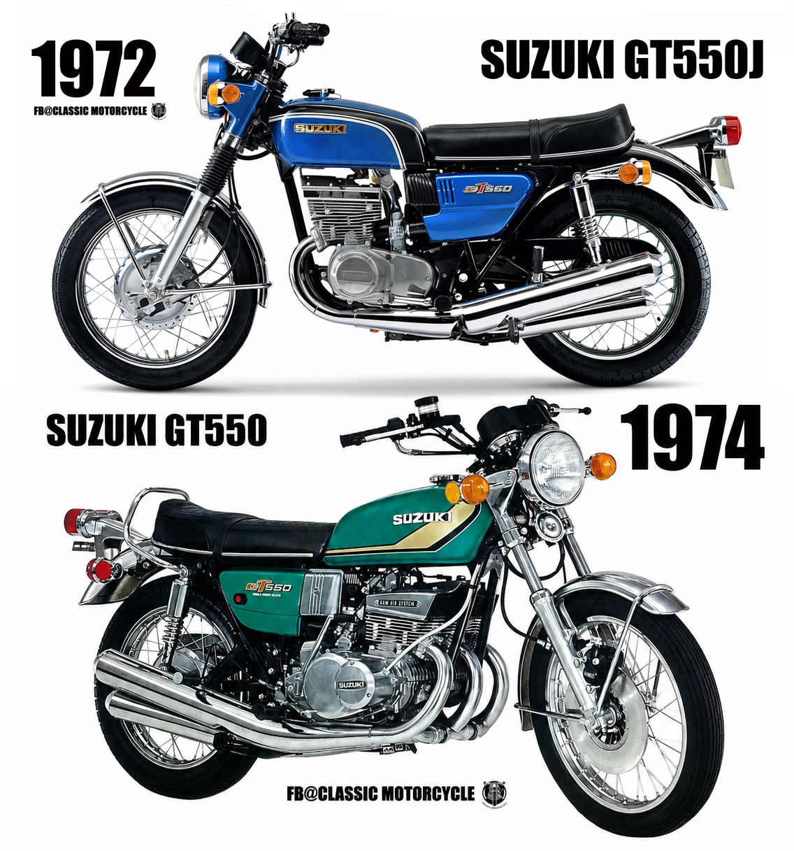 🔥 1976 Suzuki GT380 vs GT550 🔥 In 1976, Suzuki's famous Ram-Air