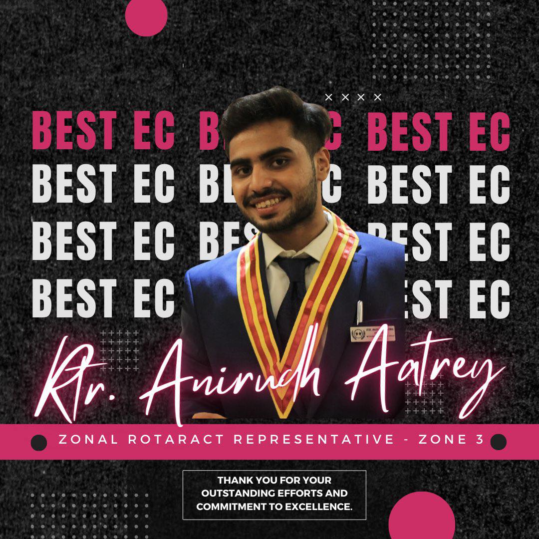 Rotaract - We are delighted to announce that Rtr. Anirudh Aatrey, our ...