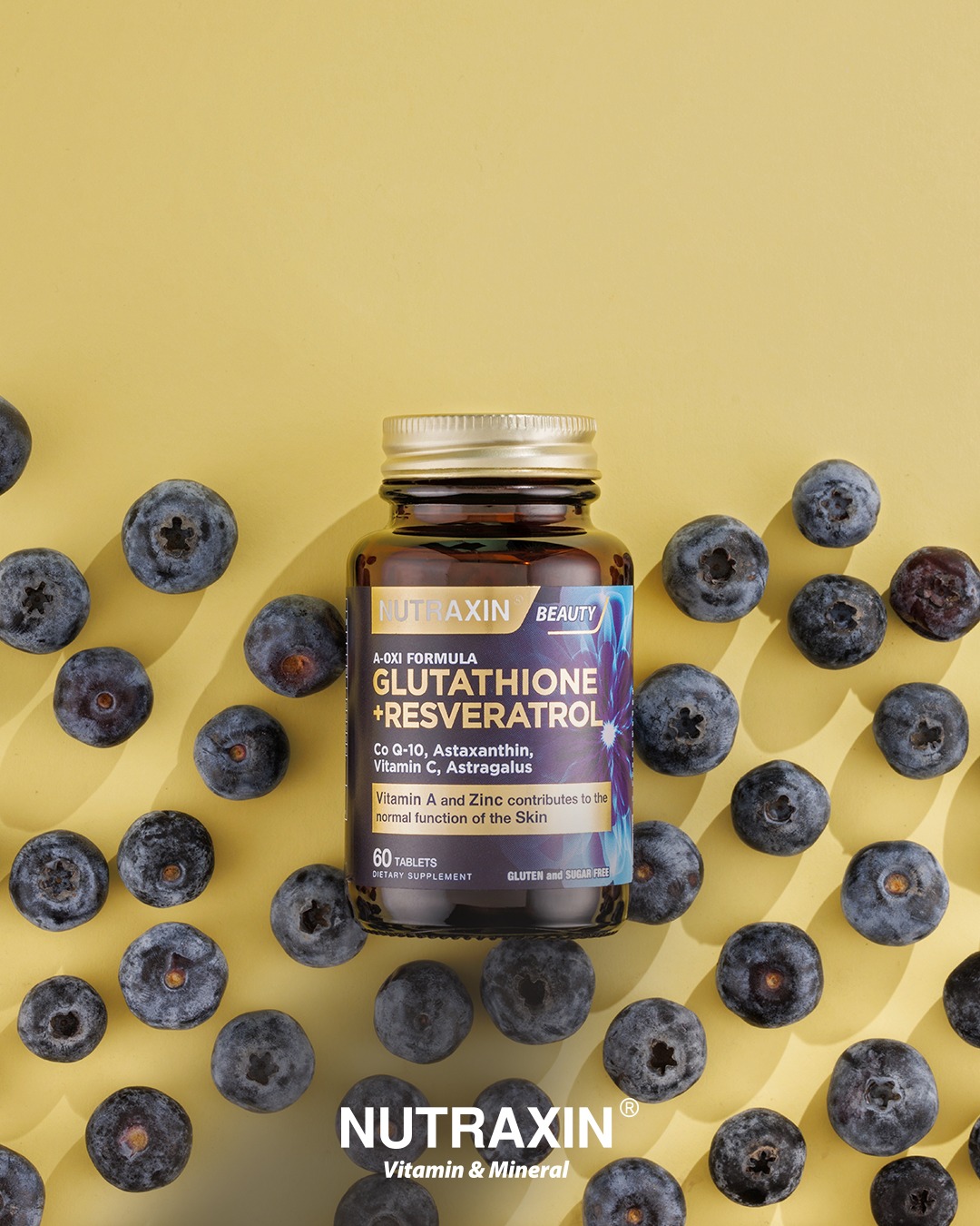 nutraxin glutathione resveratrol A-Oxi Formula; Vitamin, Mineral, Bitki ekstreleri, Astaksantin, Resveratrol, Koenzim Q-10 gibi maddeler içeren 12 farklı bileşen ile güçlendirilmiş bir formüle sahiptir. Çinko normal cildin korunmasına katkıda bulunur.* Selenyum bağışıklık kojic Net Weight:5mg is it possible to