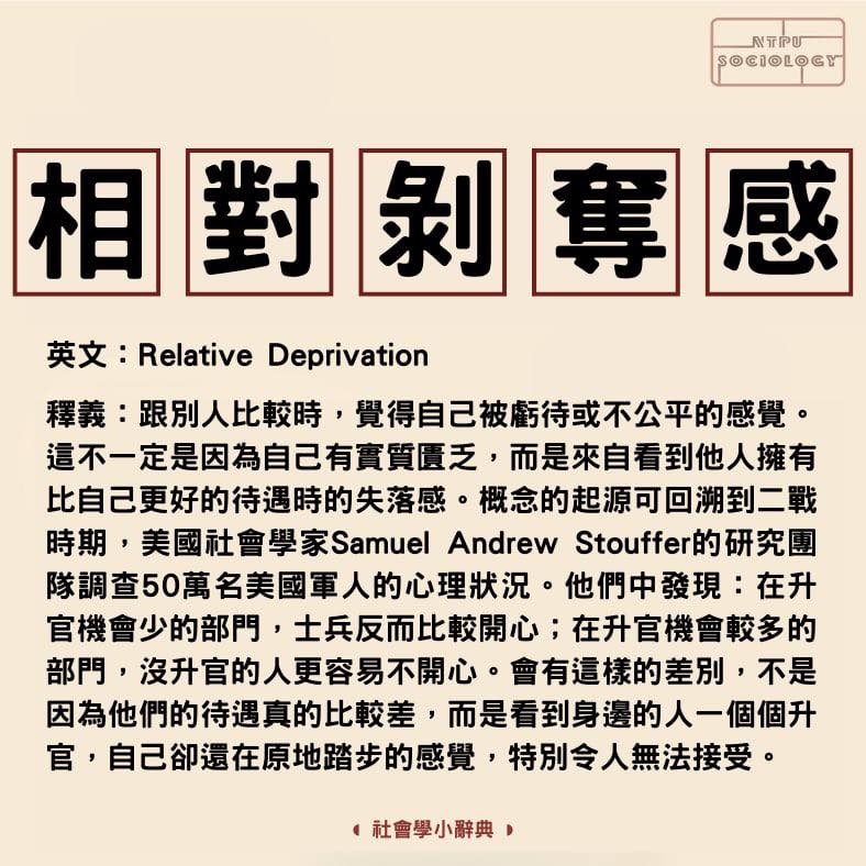 彥涵 - 女權沒有過高，是原本擁有特權或優勢而不自知的男性產生了 #相對剝奪感 男性（尤其異性戀或社會經濟地位較高者）原本擁有的特權或優勢處境 ...