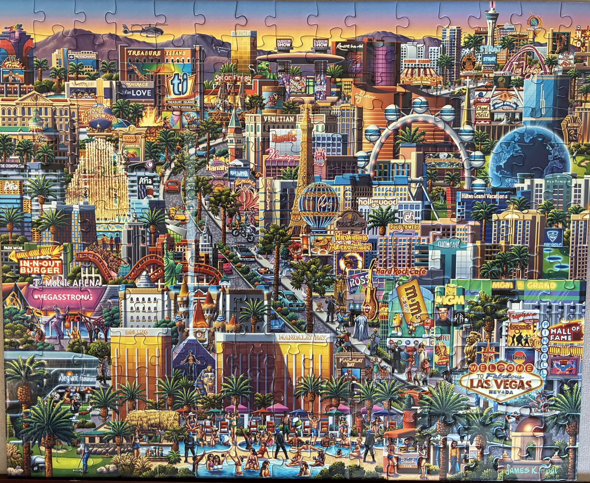 Eurographics 1000-Piece Puzzle - Las Vegas Strip Night View By Eugene Lushpin