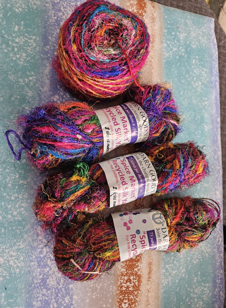 Recycled Sari Silk Yarn - Handwoven Indian Silk Thread For Felting, Knitting, Weaving & Macrame (Purple Blue, 90-100g Skein)