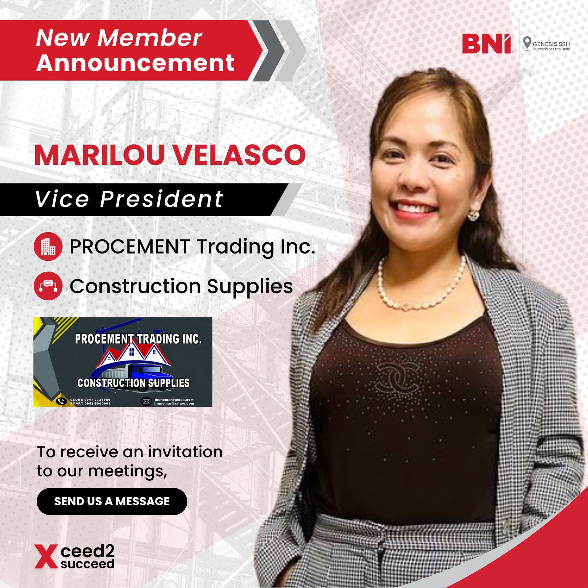 BNI - 🎉 A big welcome to Marilou Velasco, Vice President of Procement ...