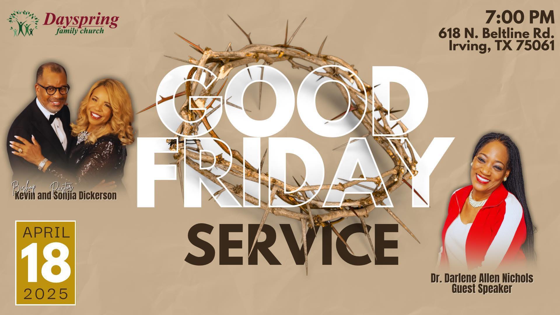 Dayspring - Join us TONIGHT, April 18th at 7PM for a powerful GOOD ...