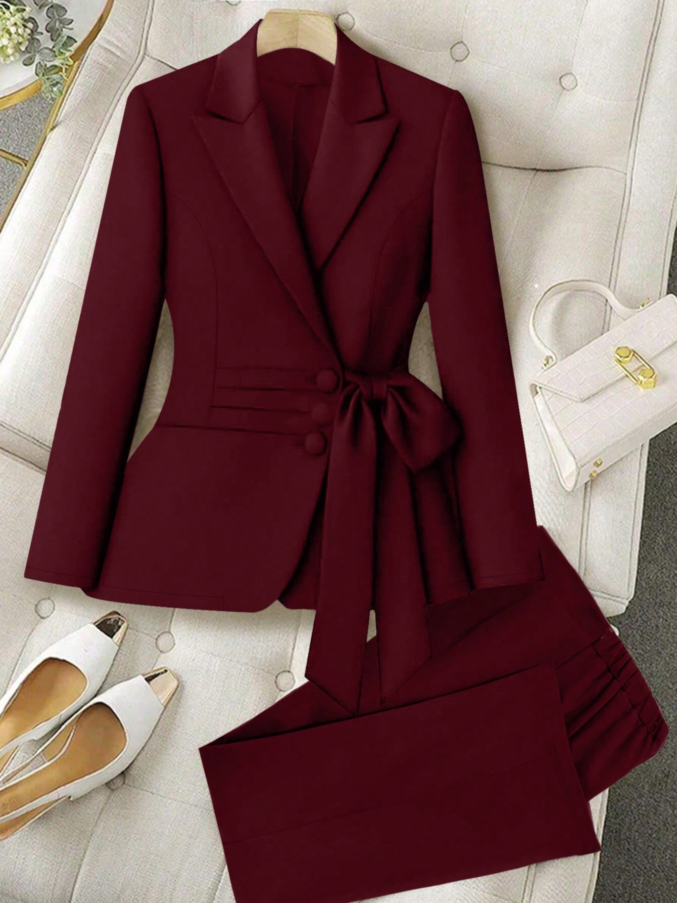 Ensemble Tailleur Femme 2 Pièces - Veste Blazer Et Pantalon Chic Élégant Grande Taille