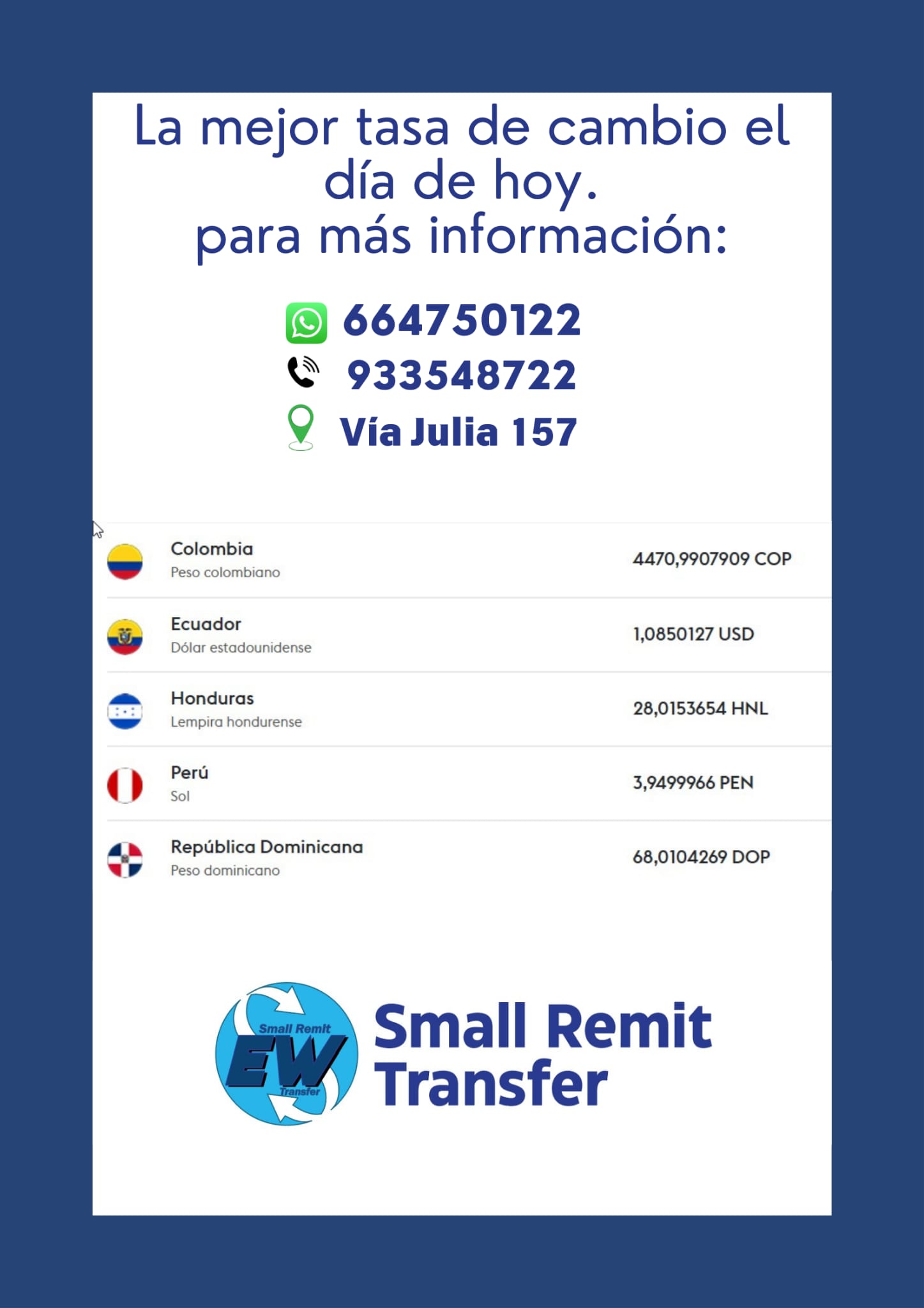Small Remit Transfer Via Julia | Barcelona