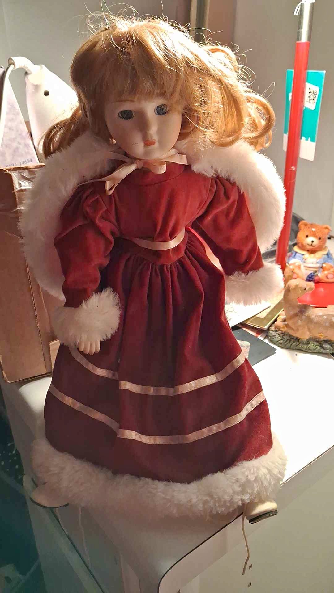 porcelain doll red velvet dress Handmade w/ RSV Red Velvet Doll"