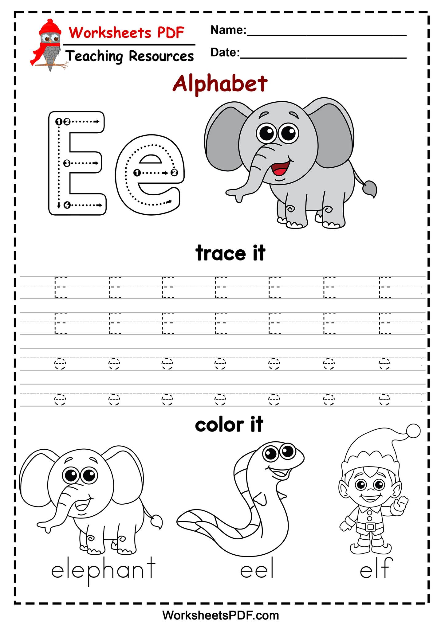 Tracing Letter E Worksheets Webtools Letter 'E' Coloring Worksheet