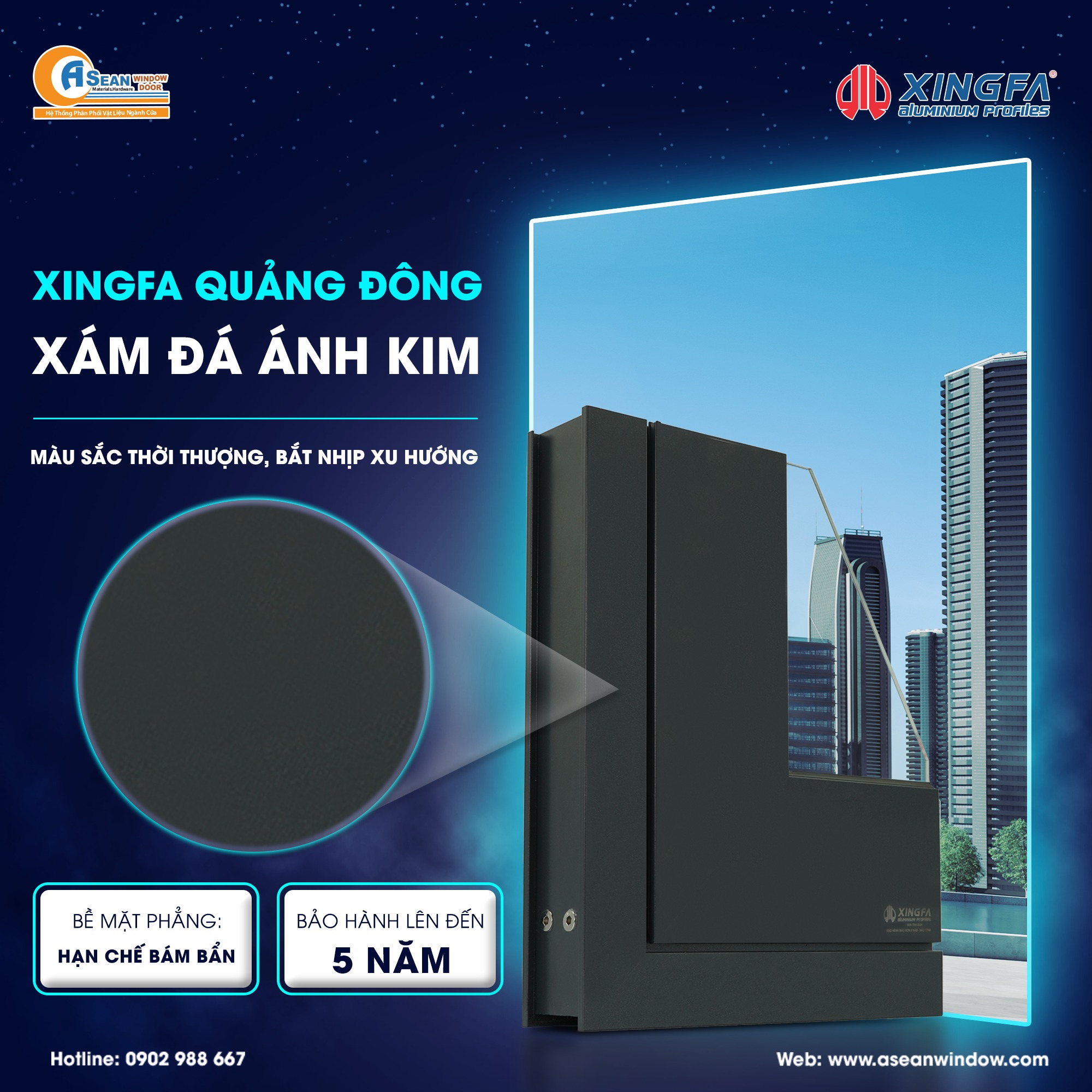 ASEANWINDOW - XINGFA QUẢNG ĐÔNG XÁM ĐÁ ÁNH KIM - MÀU SẮC... | Facebook