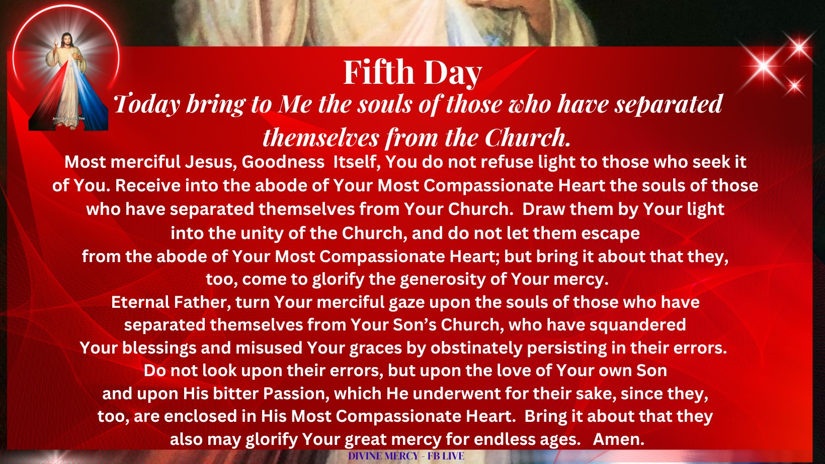 THE NOVENA TO THE DIVINE MERCY... - Divine Mercy - FB Live | Facebook