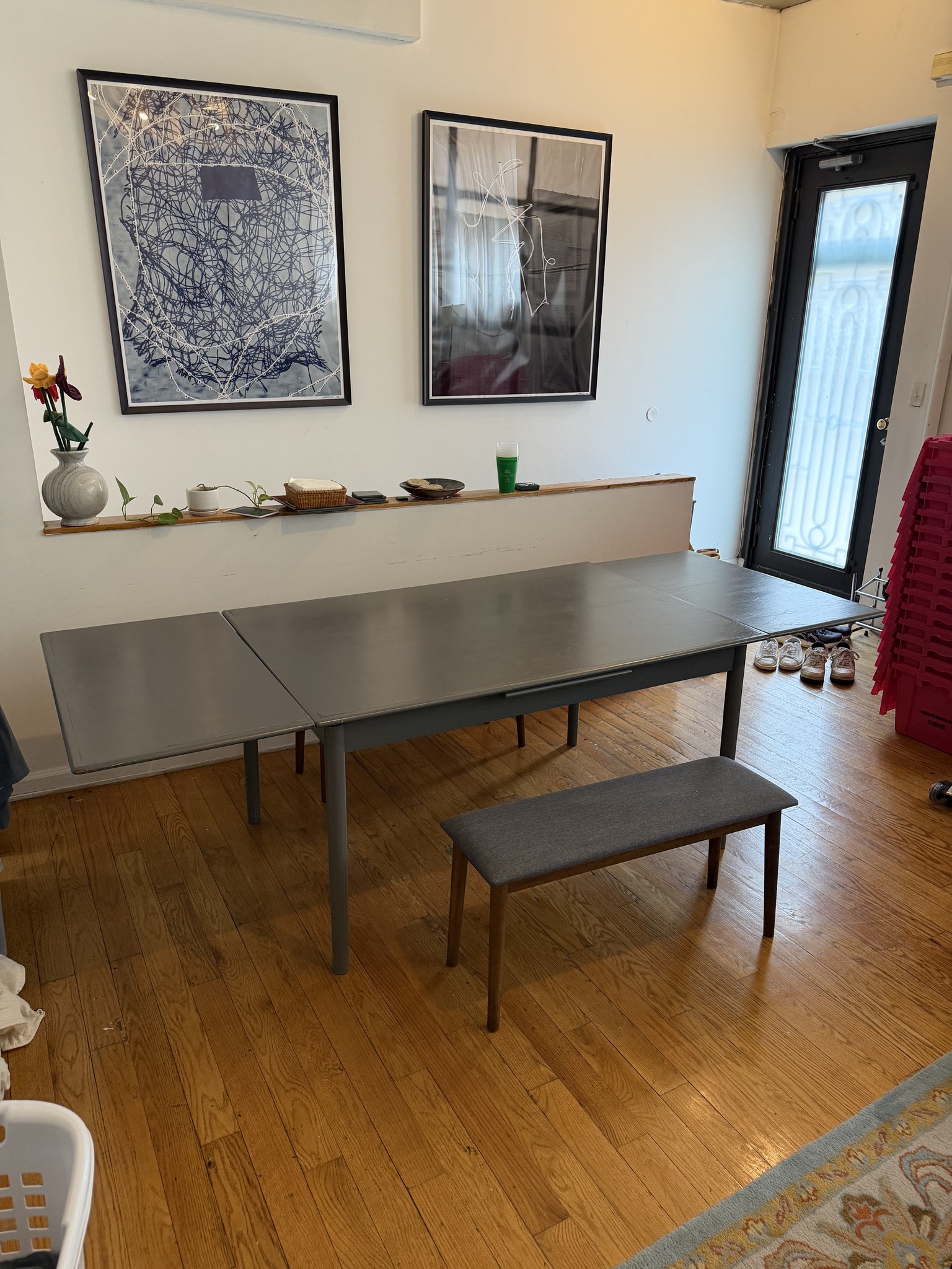 Custom Dutch Extension Dining Table + 2 Benches | Seats 8 | Space-Saver ...