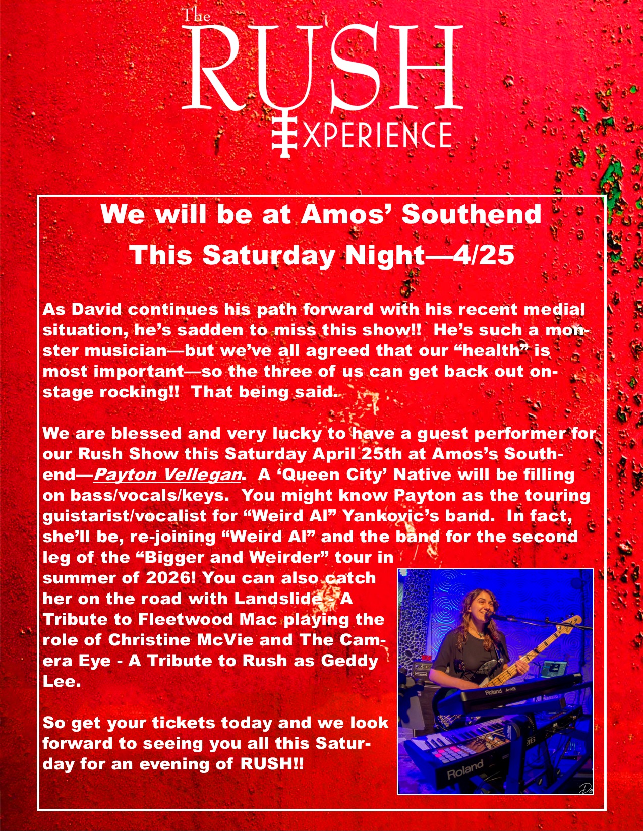 Payton Rose Velligan performs as Geddy this Saturday