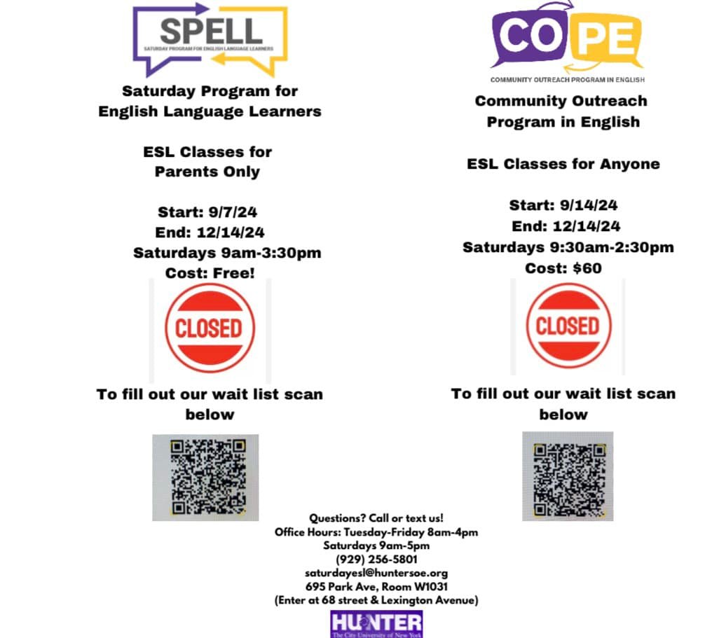 Saturday Program for English Language Literacy at Hunter College | New ...