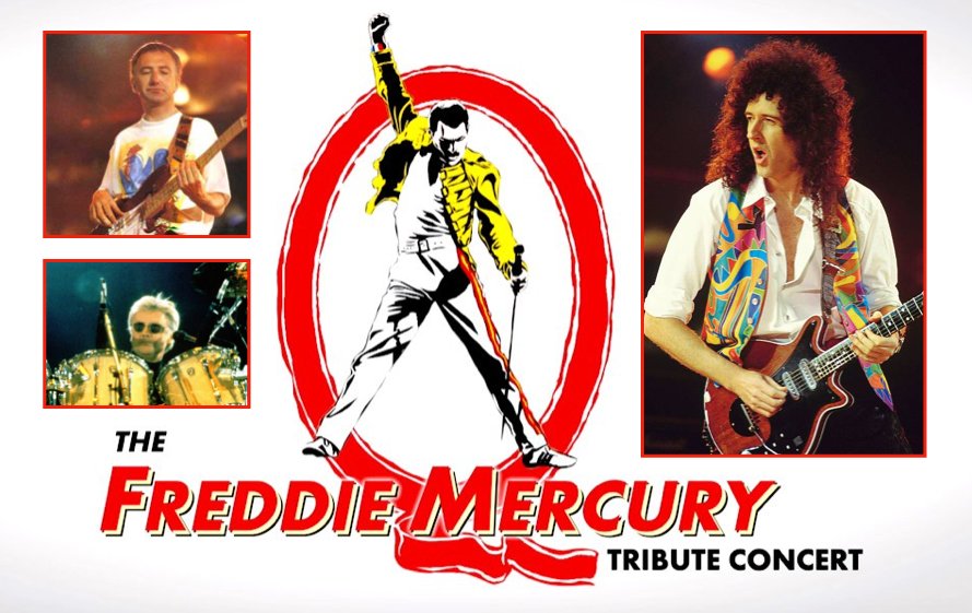 Official poster promoting 'The Freddie Mercury Tribute Concert' at