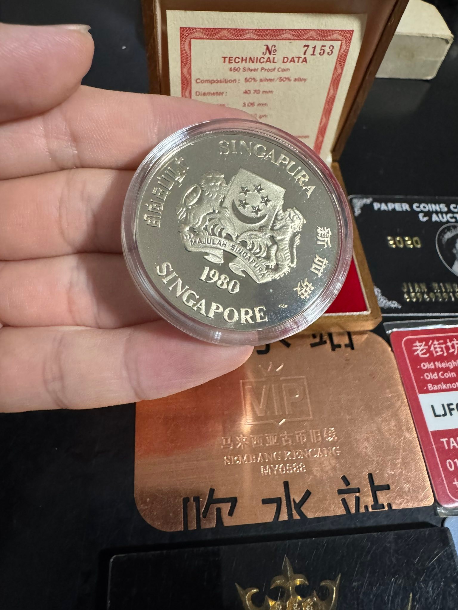 Singapore 1980 $50 dollar Silver proof coin RM238 free post fixed